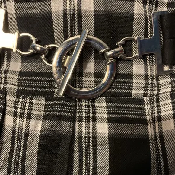 VTg Y2K Tripp NYC Black White Plaid Pleated Mini Skirt Goth Emo Punk Grunge M - Picture 4 of 10